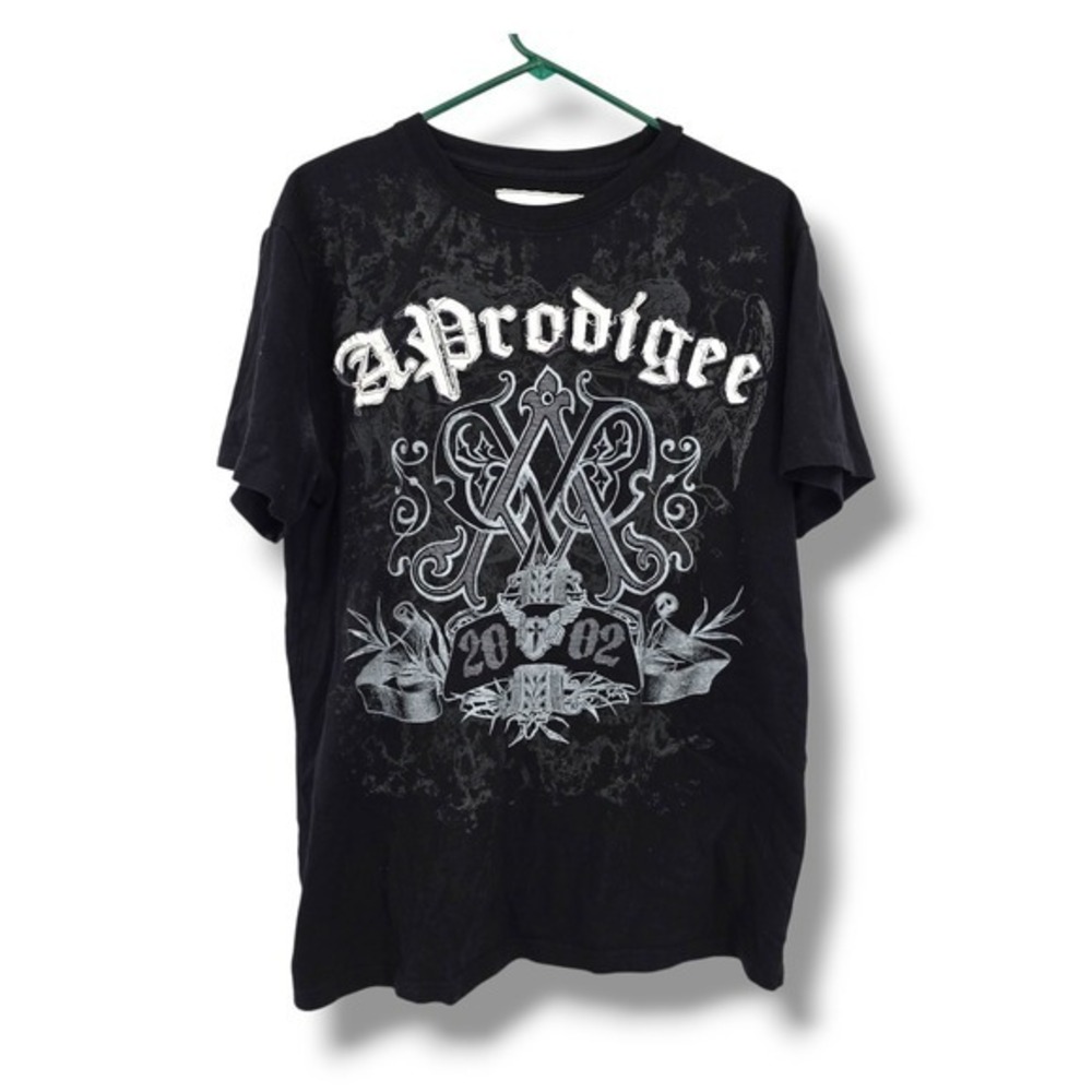 A Prodigee‎ Graphic T-Shirt Short Sleeve Casual Top Black Men's Large